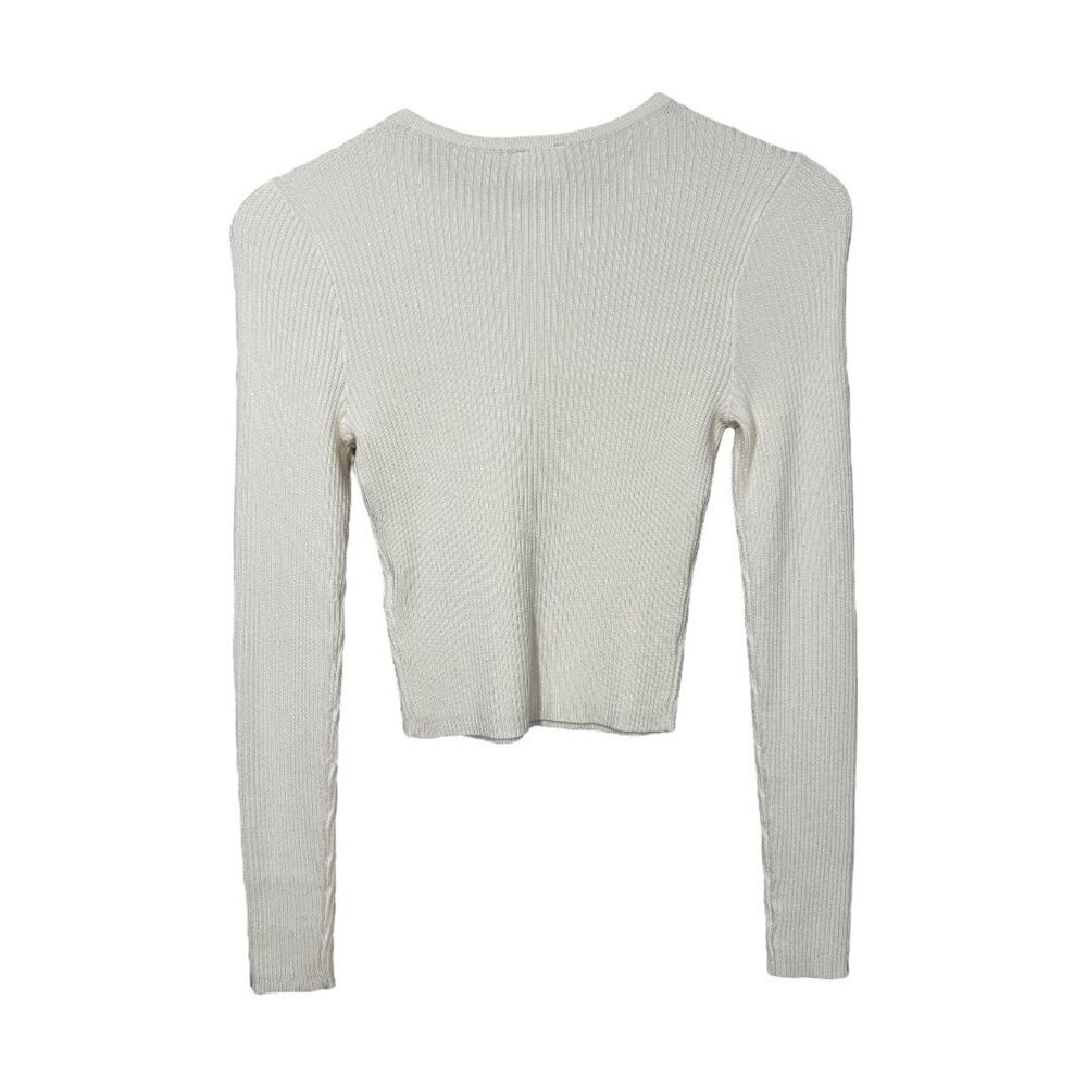 Abercrombie & Fitch Cream Knit Sweater Top Small Long Sleeve Basic Ribbed - Picture 3 of 5